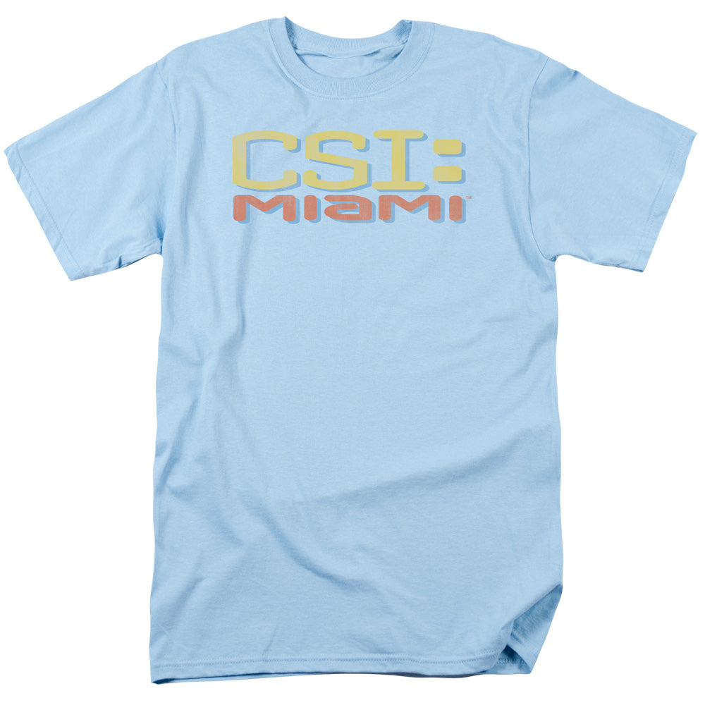 Csi Miami Logo Distressed Mens T Shirt Light Blue Officially Licensed