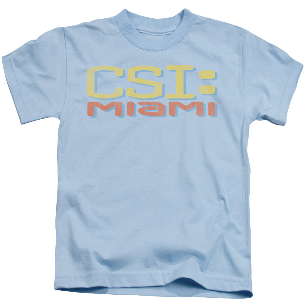 Csi Miami Logo Distressed Juvenile Kids Youth T Shirt Light Blue Officially Licensed