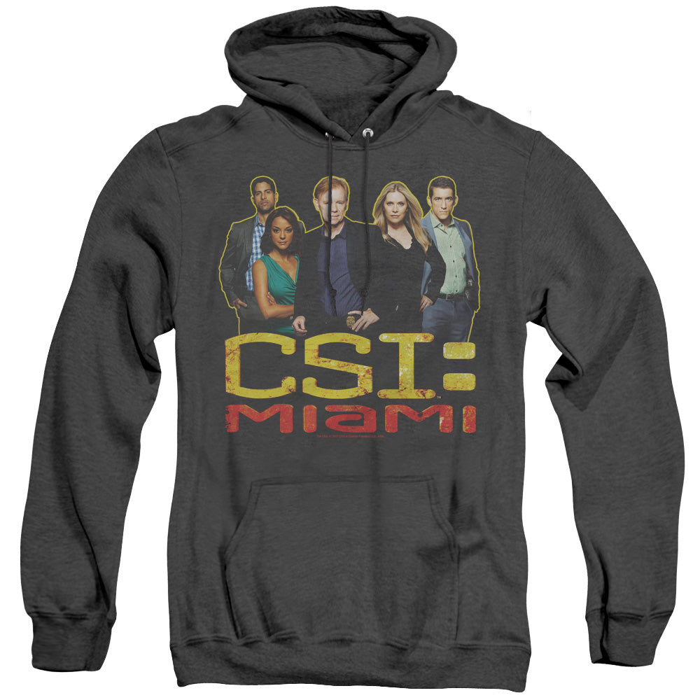 Csi Miami The Cast In Black Heather Mens Hoodie Black Officially Licensed