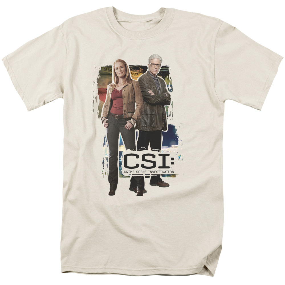 Csi Back To Back Mens T Shirt Cream Officially Licensed