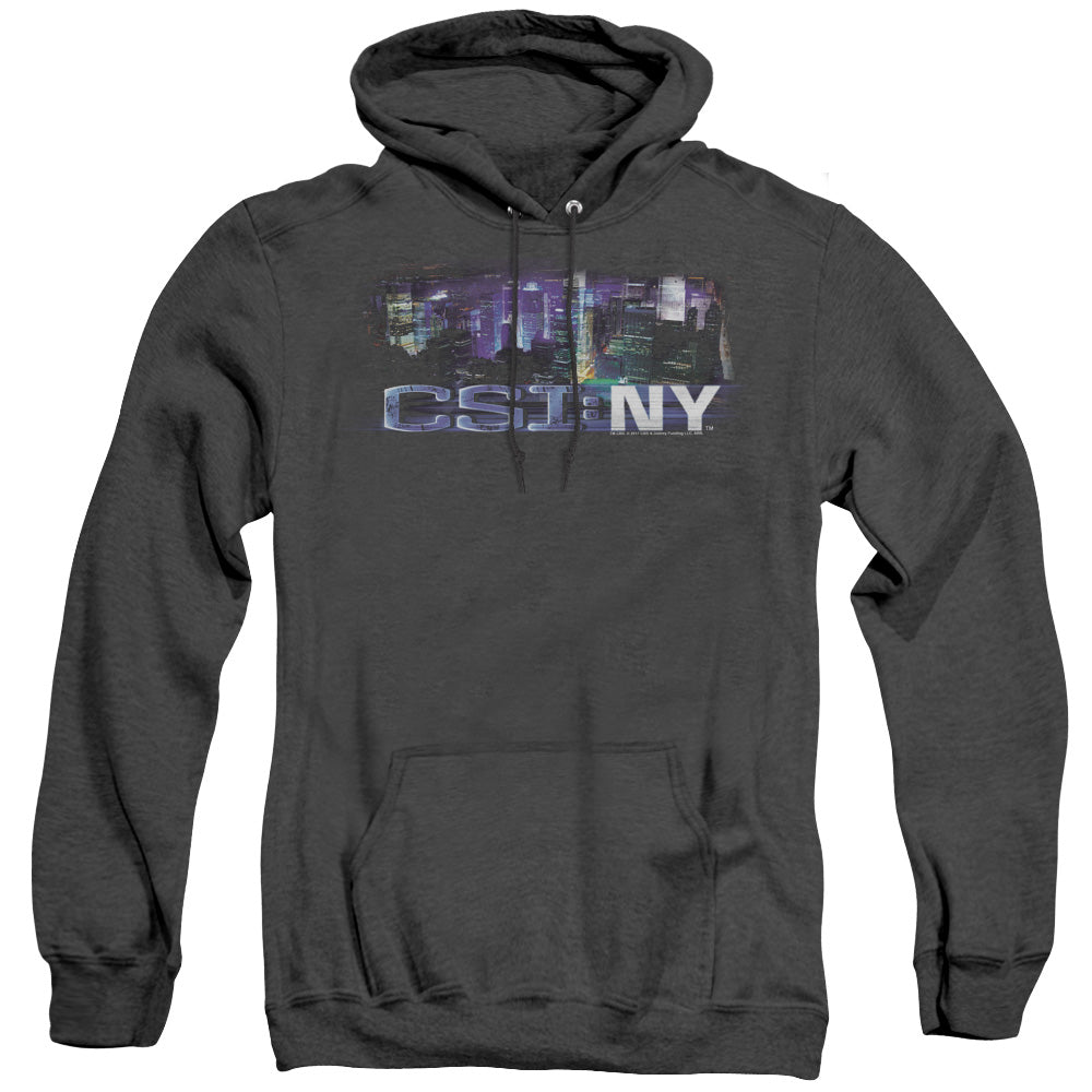Csi Ny Never Rests Mens Heather Hoodie Black Officially Licensed