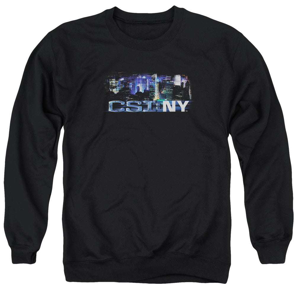 Csi Ny Never Rests Mens Crewneck Sweatshirt Black Officially Licensed