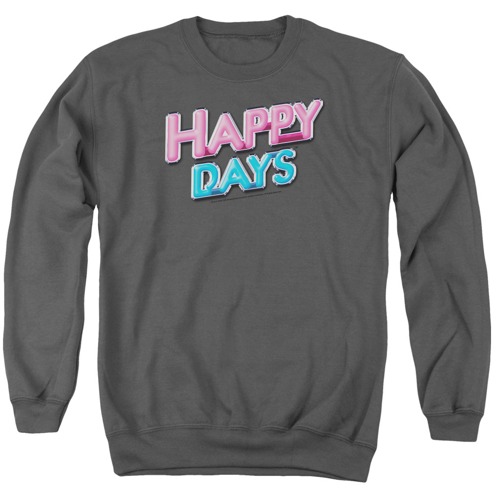 Happy Days Happy Days Logo Mens Crewneck Sweatshirt Charcoal Officially Licensed