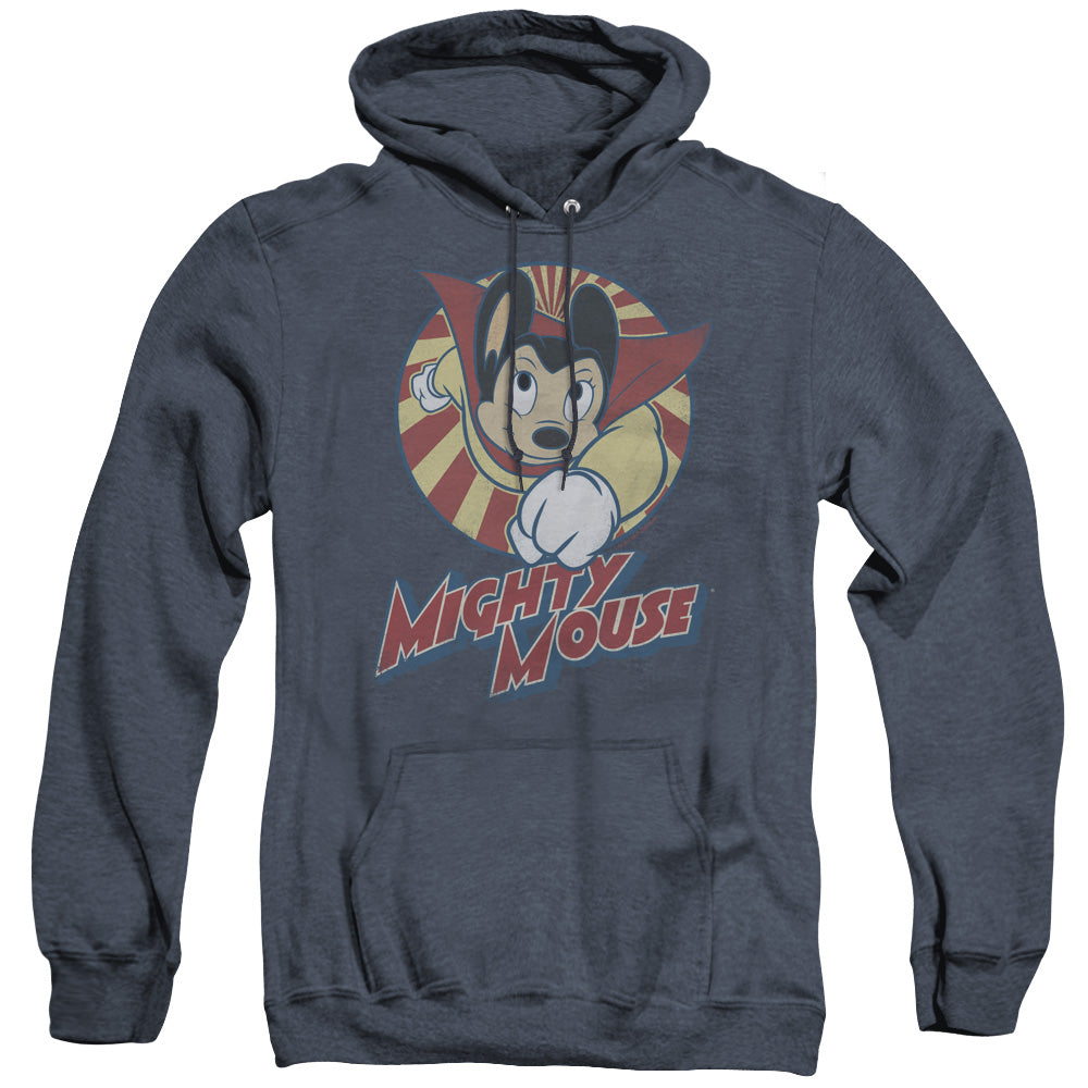 Mighty Mouse The One The Only Mens Heather Hoodie Navy Officially Licensed