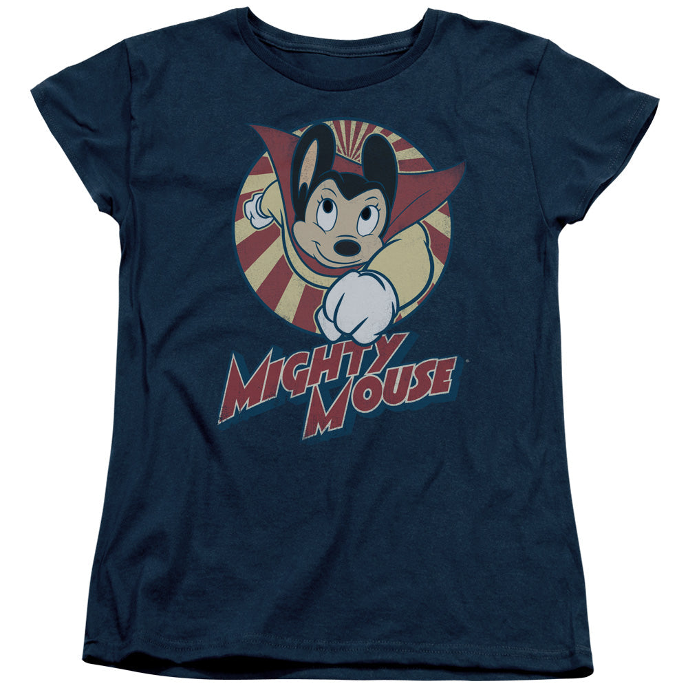 Mighty Mouse the One the Only Womens T Shirt Navy Blue Officially Licensed