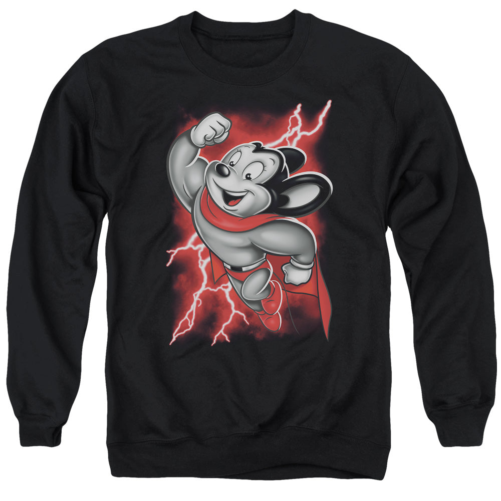 Mighty Mouse Mighty Storm Mens Crewneck Sweatshirt Black Officially Licensed