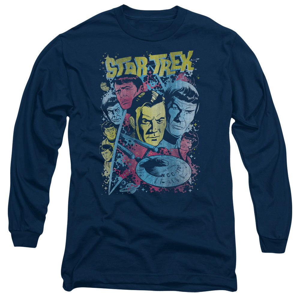 Star Trek Classic Crew Illustrated Mens Long Sleeve Shirt Navy Officially Licensed Officially Licensed