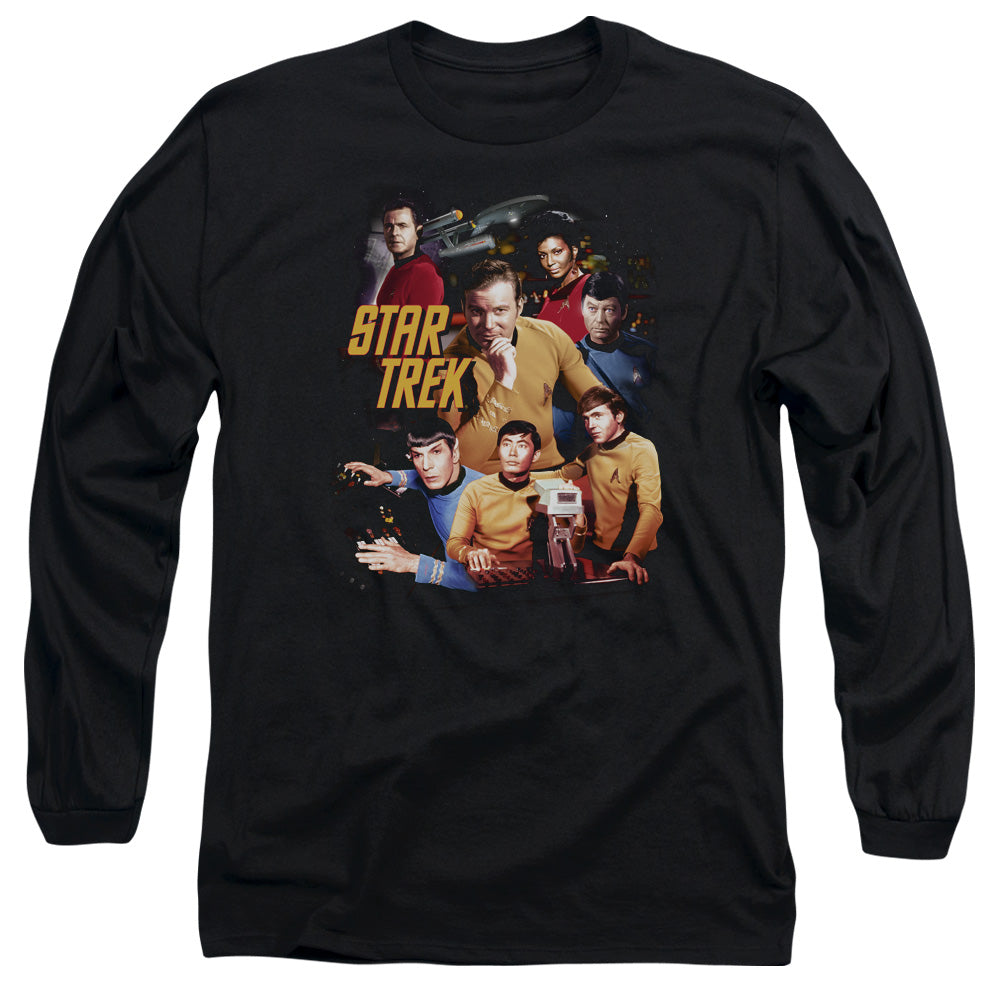 Star Trek At The Controls Mens Long Sleeve Shirt Black Officially Licensed Officially Licensed