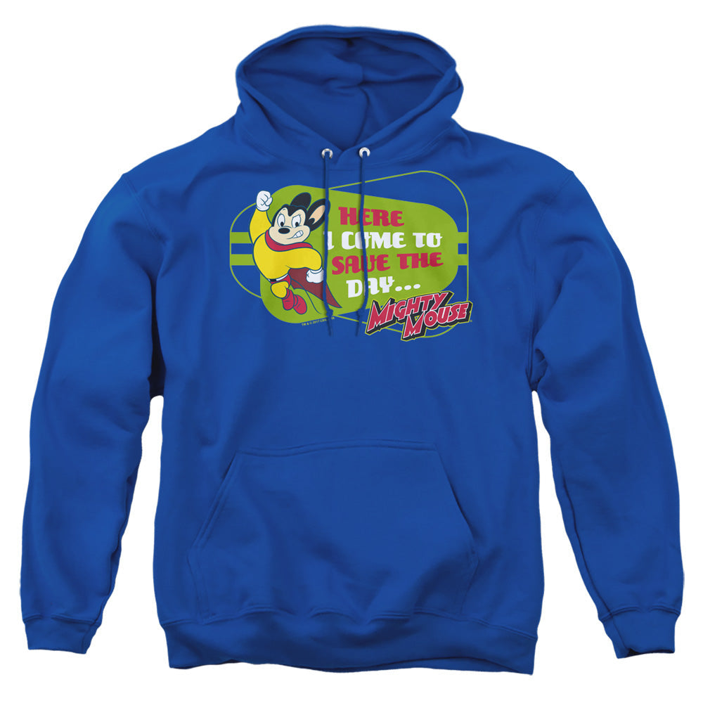 Mighty Mouse Here I Come Mens Hoodie Royal Blue Officially Licensed
