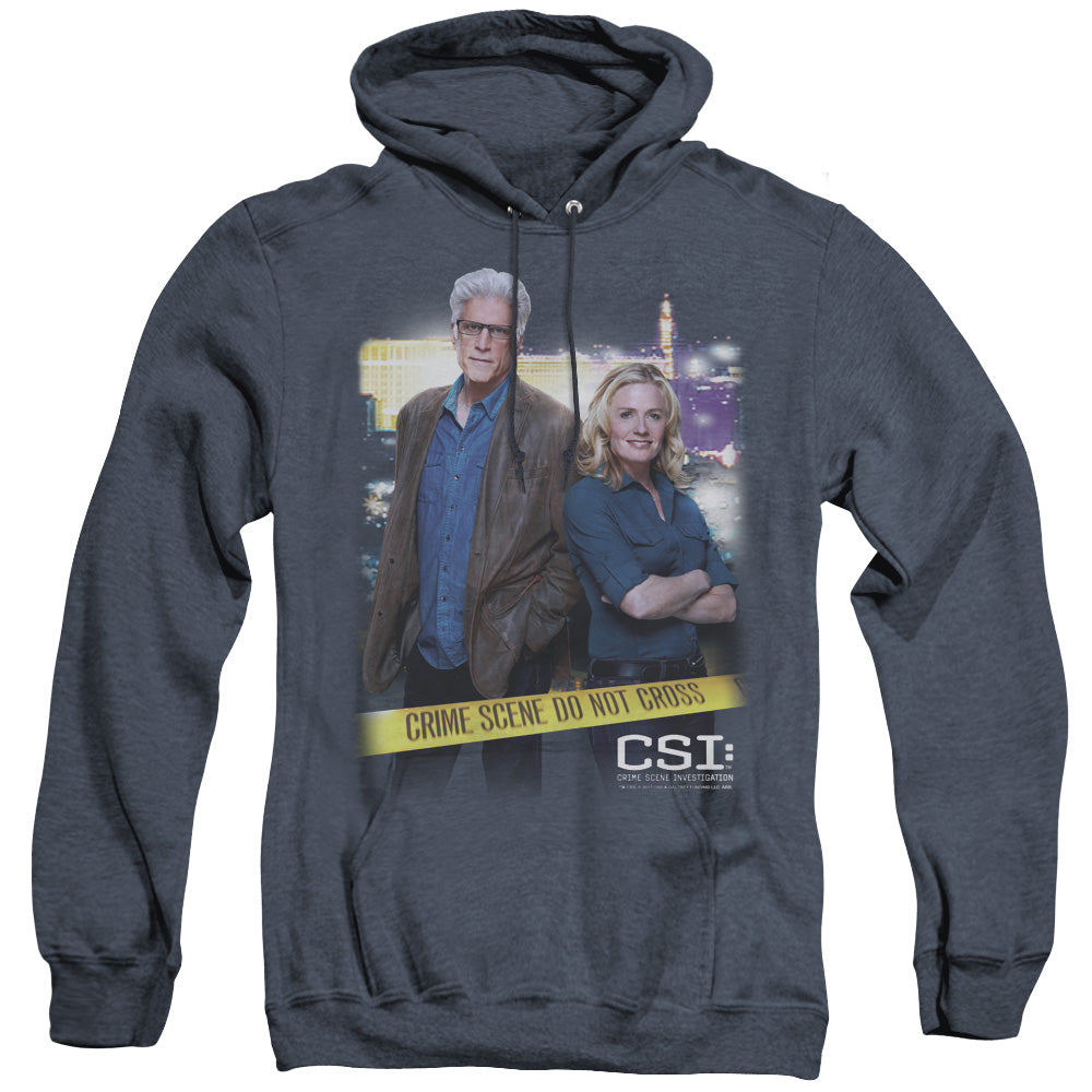 Csi Do Not Cross Heather Mens Hoodie Navy Officially Licensed