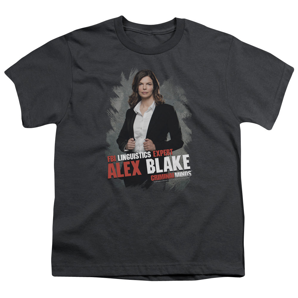 Criminal Minds Alex Blake Kids Youth T Shirt Charcoal Officially Licensed