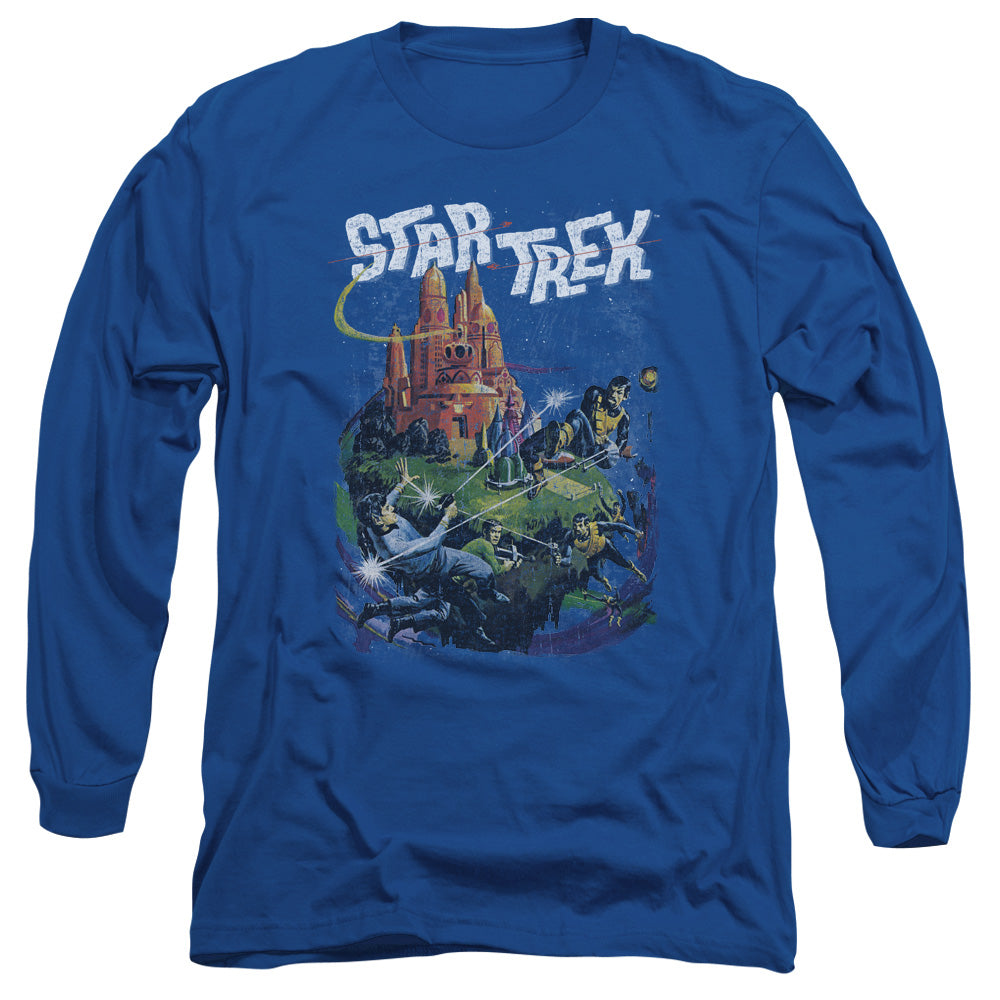 Star Trek Vulcan Battle Mens Long Sleeve Shirt Royal Officially Licensed