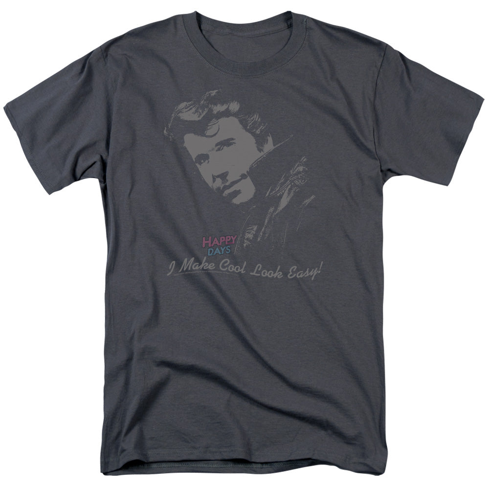 Happy Days Cool Fonz Mens T Shirt Charcoal Officially Licensed