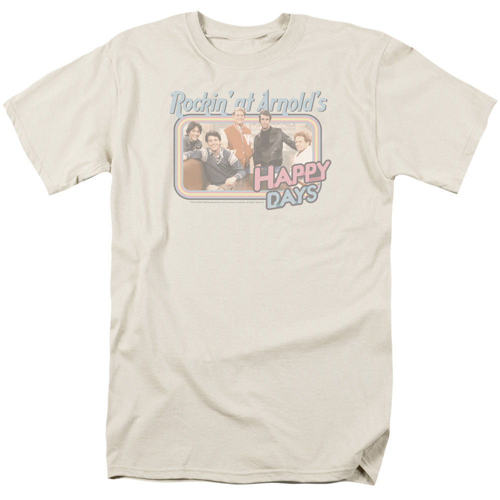 Happy Days Rockin At Arnolds Mens T Shirt Cream Officially Licensed
