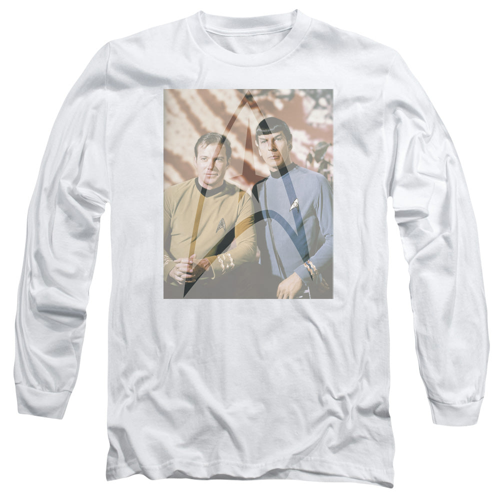 Star Trek Classic Duo Mens Long Sleeve Shirt White Officially Licensed Officially Licensed