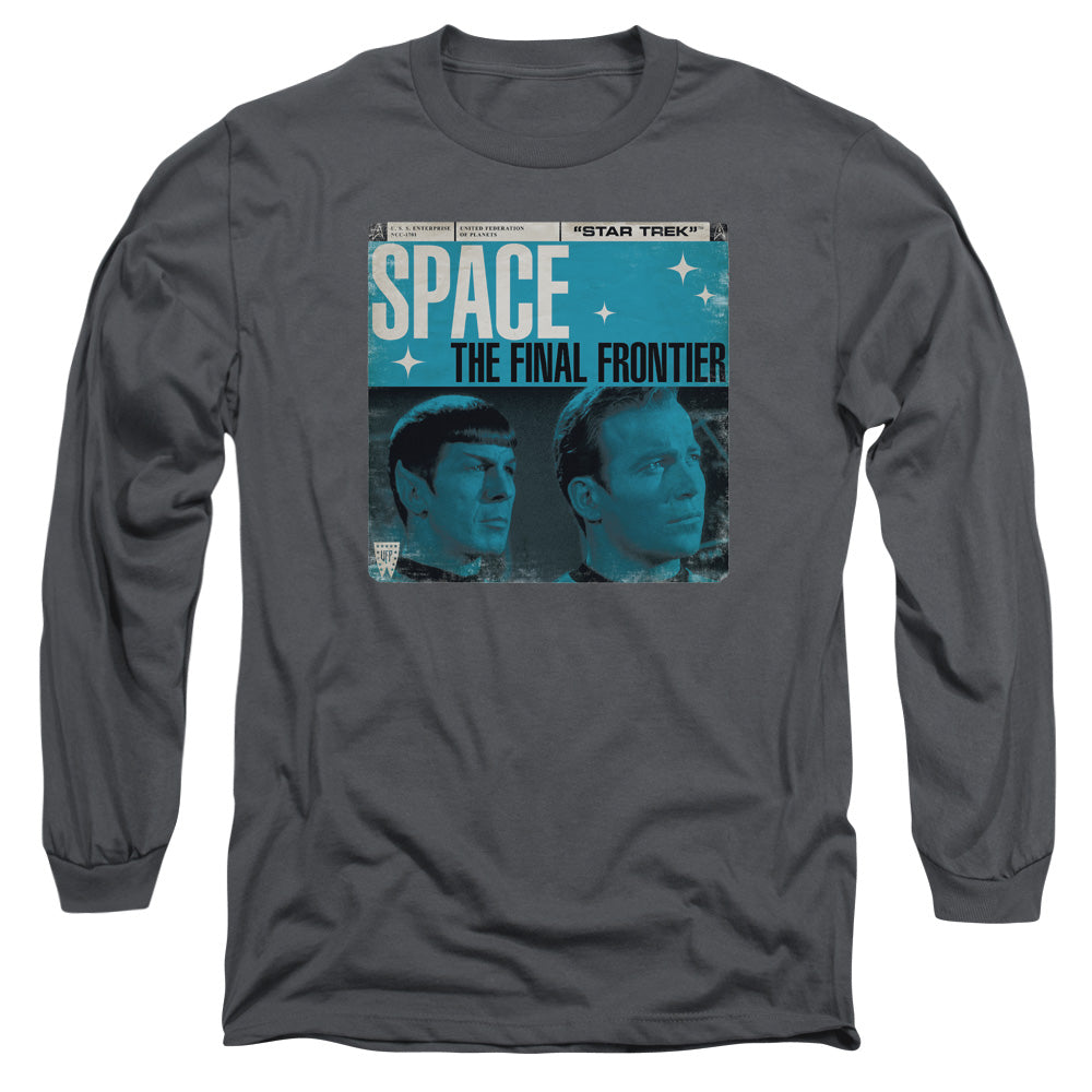 Star Trek Final Frontier Cover Mens Long Sleeve Shirt Charcoal Officially Licensed Officially Licensed