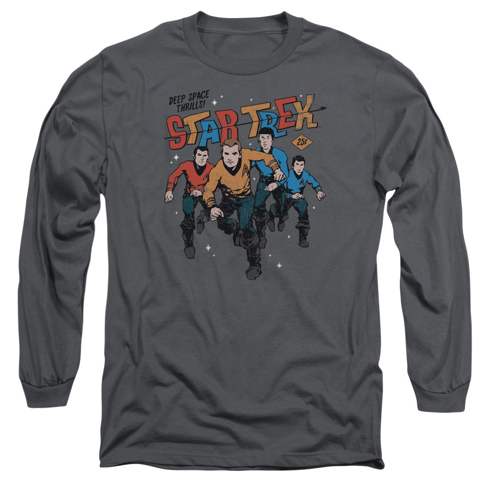 Star Trek Deep Space Thrills Mens Long Sleeve Shirt Charcoal Officially Licensed Officially Licensed