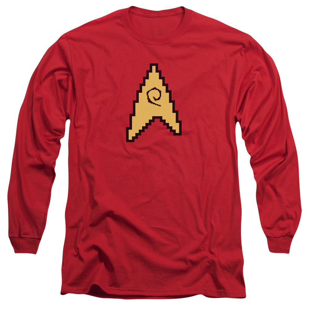 Star Trek 8 Bit Engineering Mens Long Sleeve Shirt Red Officially Licensed Officially Licensed