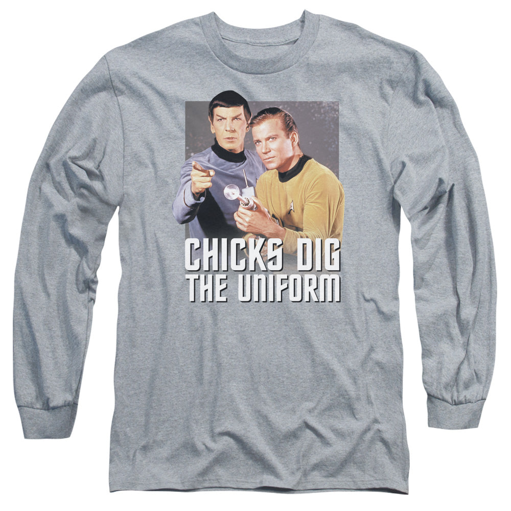 Star Trek Chicks Dig Mens Long Sleeve Shirt Athletic Heather Officially Licensed Officially Licensed