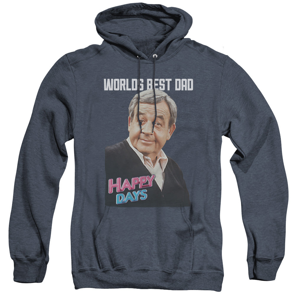 Happy Days Best Dad Mens Heather Hoodie Navy Officially Licensed