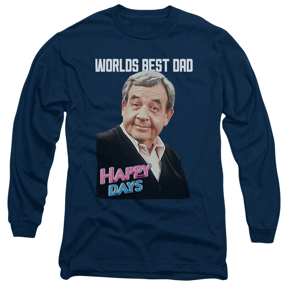 Happy Days Best Dad Mens Long Sleeve Shirt Navy Officially Licensed Officially Licensed