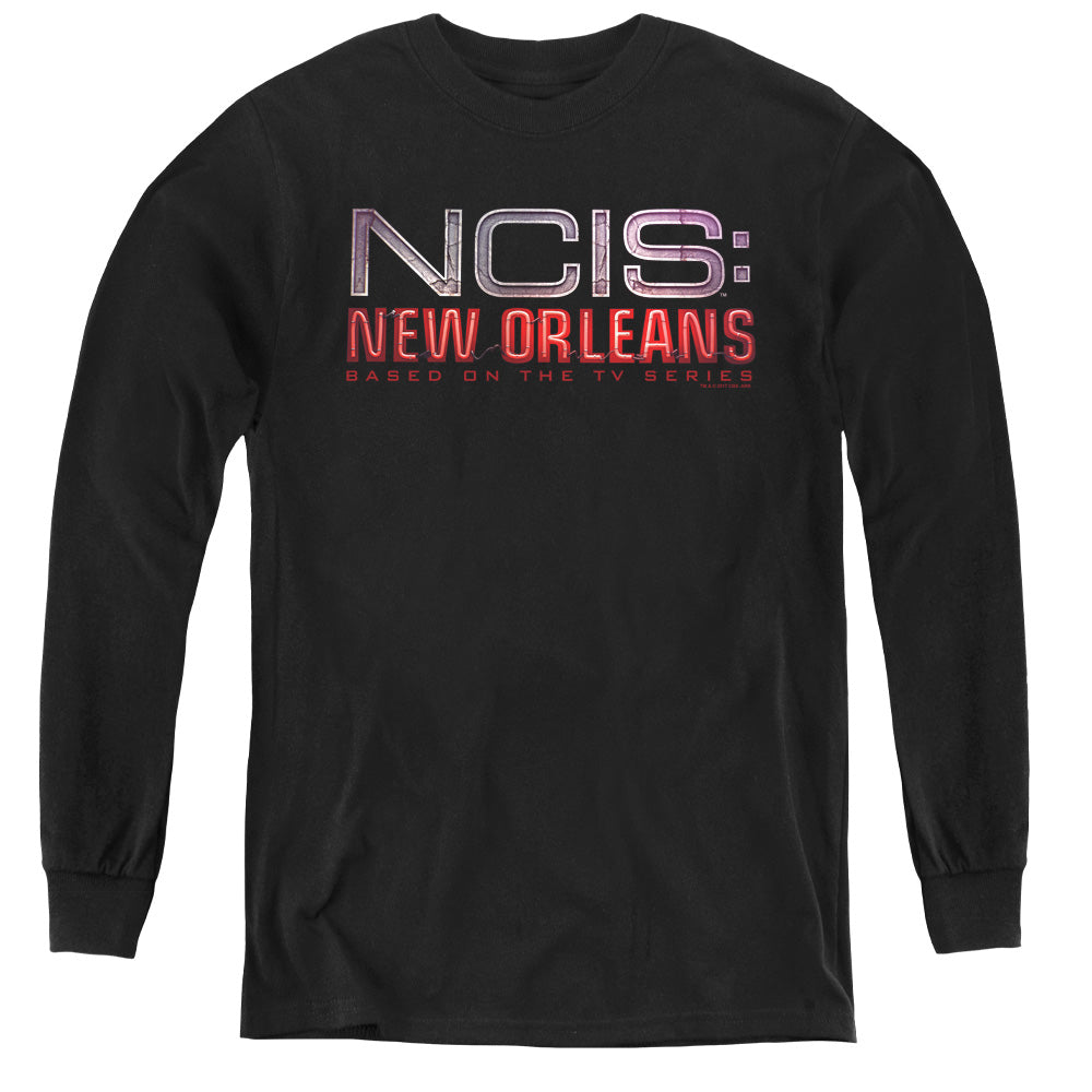 Ncis:new Orleans Neon Sign Long Sleeve Kids Youth T Shirt Black Officially Licensed