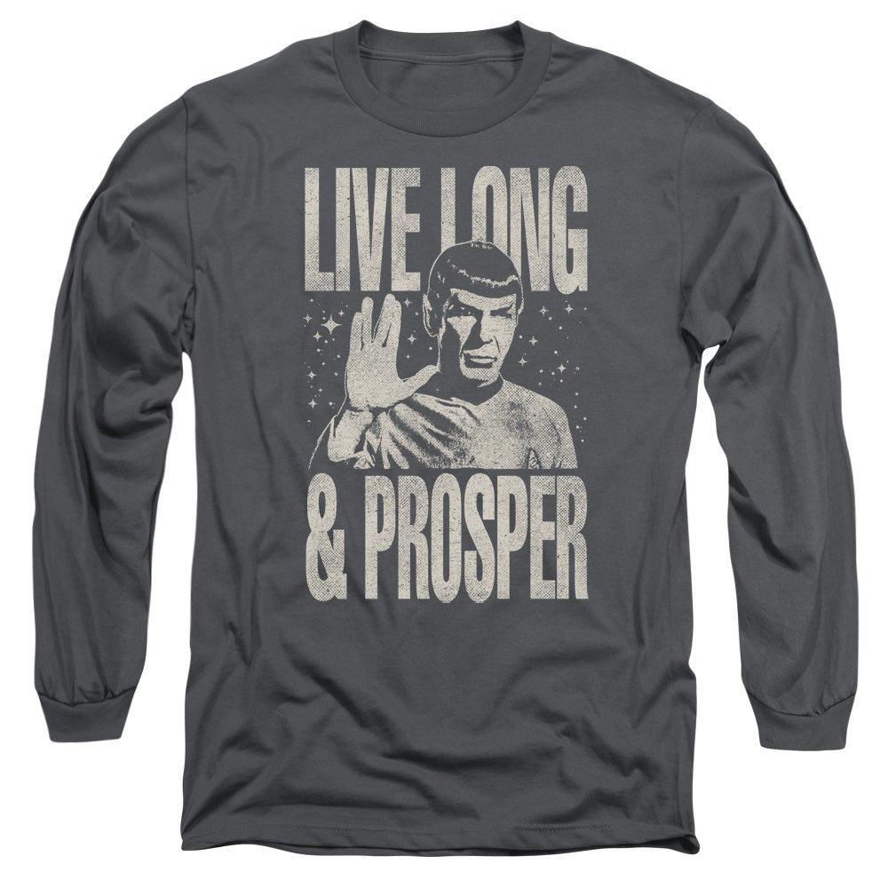 Star Trek Prosper Mens Long Sleeve Shirt Charcoal Officially Licensed Officially Licensed
