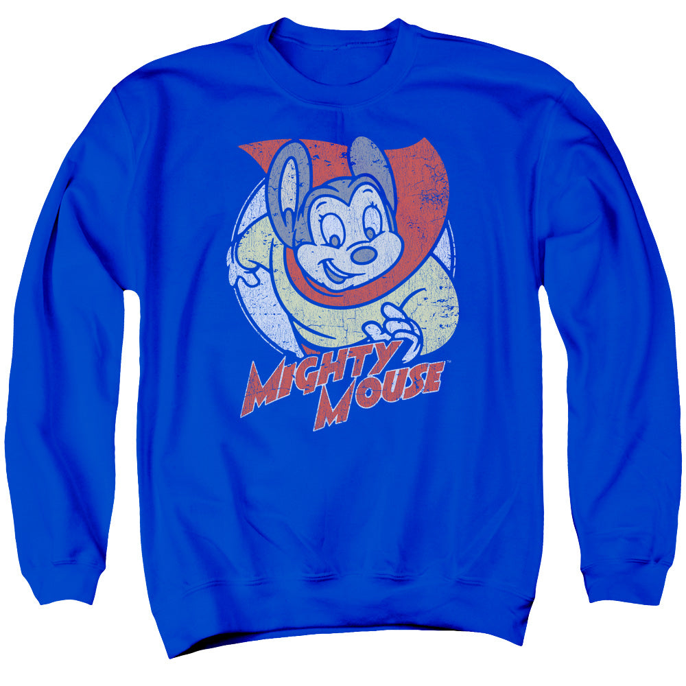 Mighty Mouse Mighty Circle Mens Crewneck Sweatshirt Royal Blue Officially Licensed
