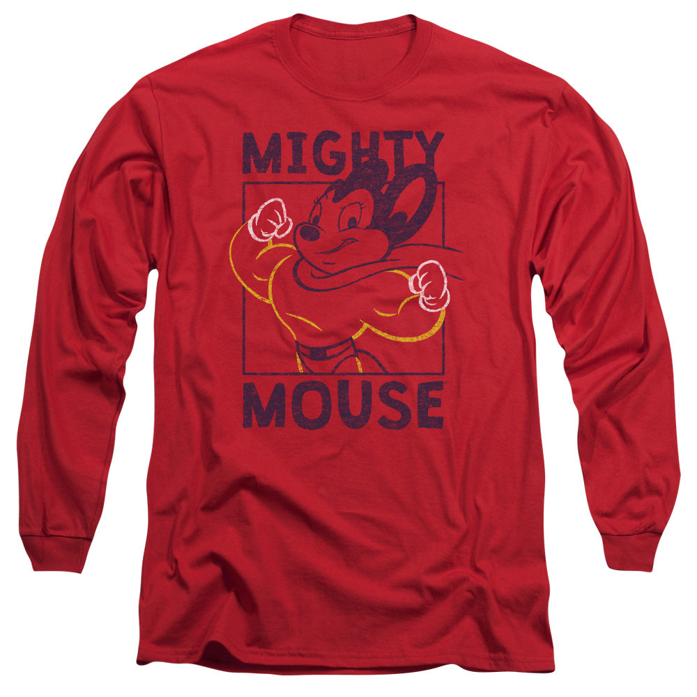 Mighy Mouse Break The Box Mens Long Sleeve Shirt Red Officially Licensed