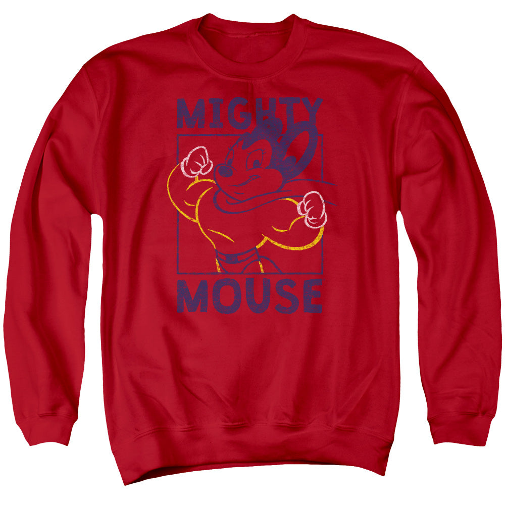 Mighy Mouse Break the Box Mens Crewneck Sweatshirt Red Officially Licensed