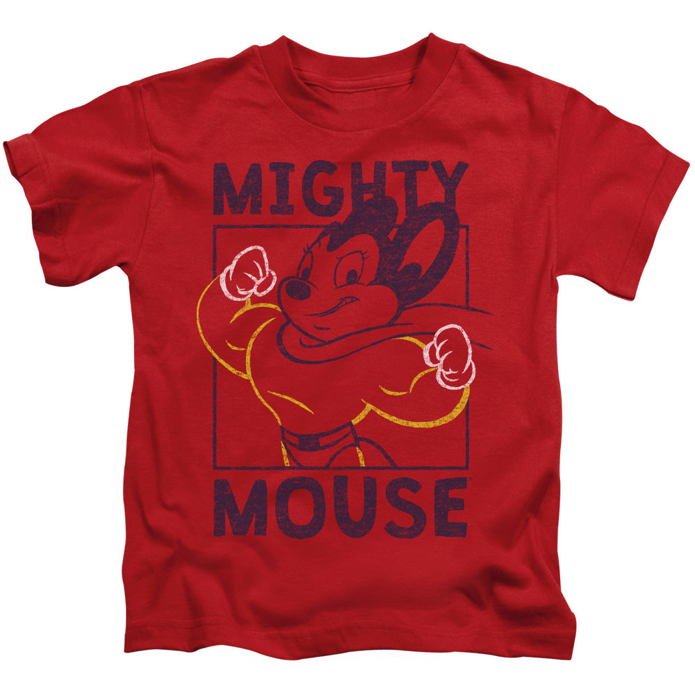 Mighy Mouse Break the Box Juvenile Kids Youth T Shirt Red Officially Licensed