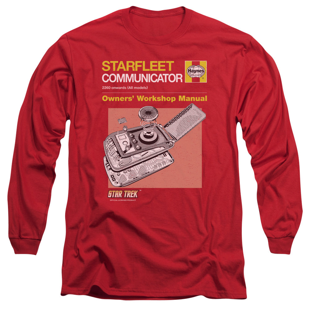 Star Trek Comm Manual Mens Long Sleeve Shirt Red Officially Licensed Officially Licensed