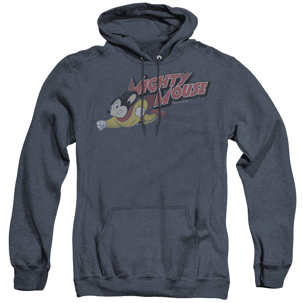 Mighty Mouse Mighty Retro Mens Heather Hoodie Navy Officially Licensed