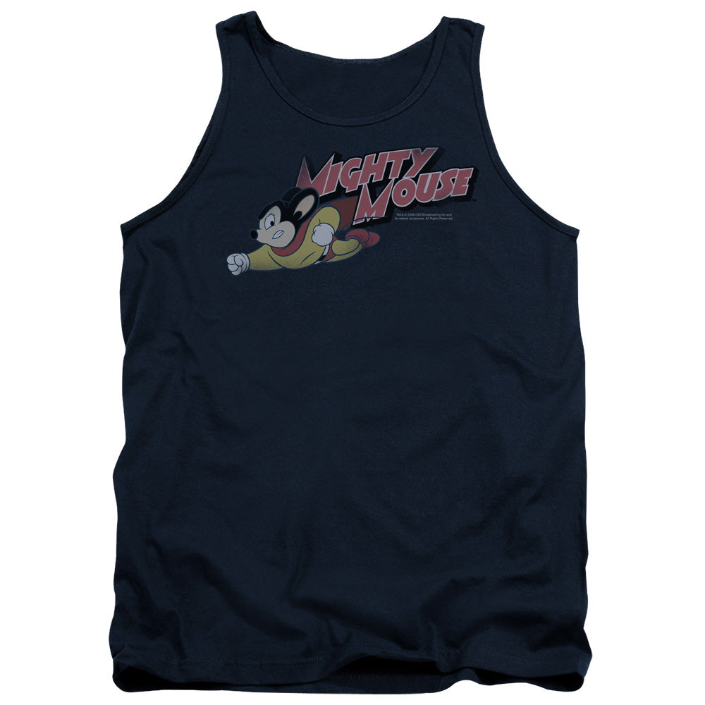 Mighty Mouse Mighty Retro Mens Tank Top Shirt Navy Blue Officially Licensed