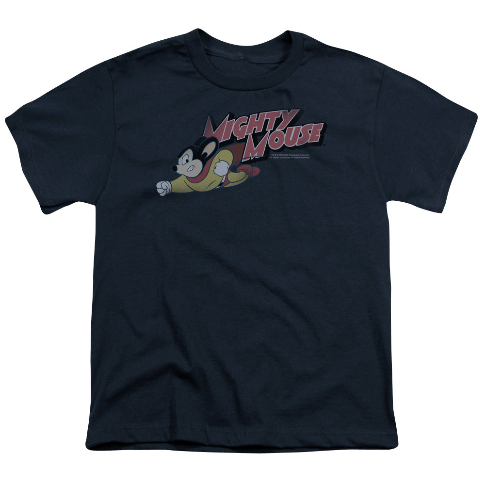 Mighty Mouse Mighty Retro Kids Youth T Shirt Navy Blue Officially Licensed