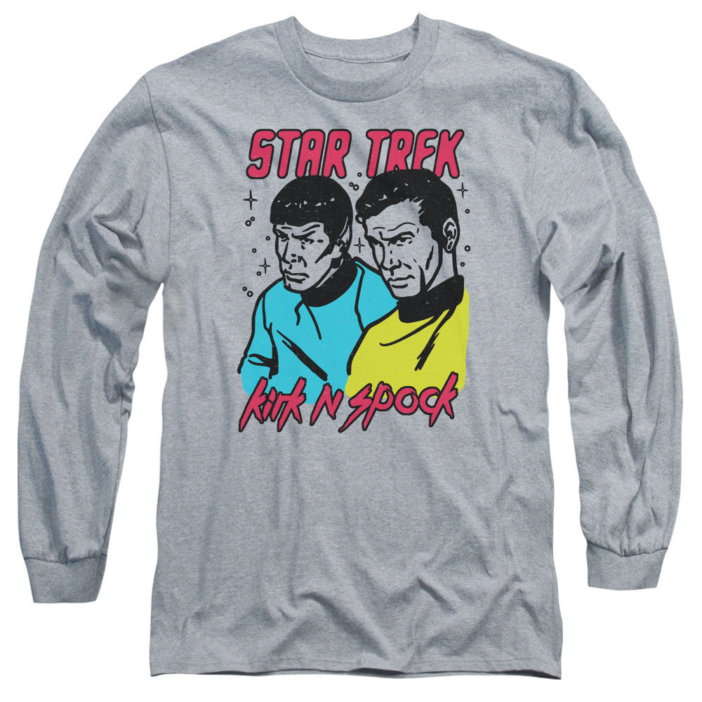 Star Trek Kirk N Spock Mens Long Sleeve Shirt Athletic Heather Officially Licensed Officially Licensed