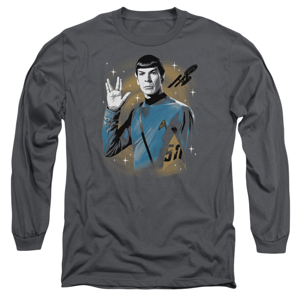 Star Trek Space Prosper Mens Long Sleeve Shirt Charcoal Officially Licensed Officially Licensed