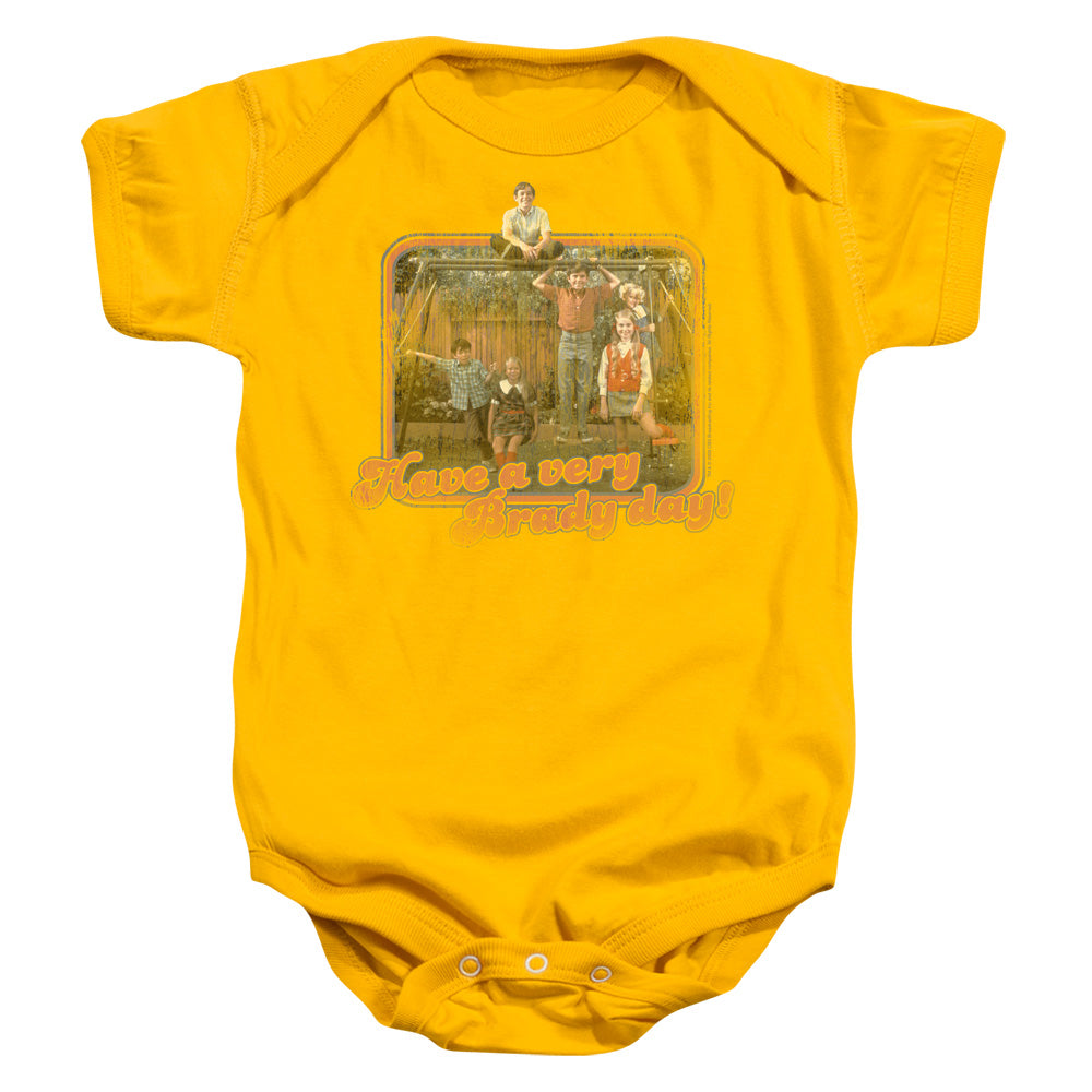 Brady Bunch Have a Very Brady Day! Infant Baby Snapsuit Gold Officially Licensed