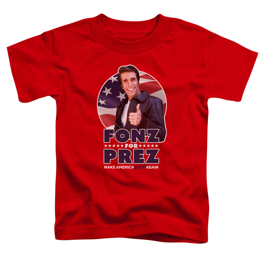 Happy Days Fonz for Prez Toddler Kids Youth T Shirt Red Officially Licensed