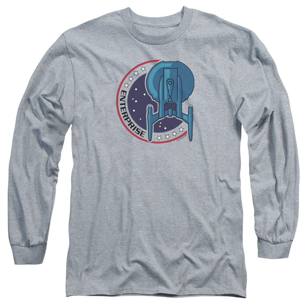 Star Trek Enterprise Patch Mens Long Sleeve Shirt Athletic Heather Officially Licensed Officially Licensed
