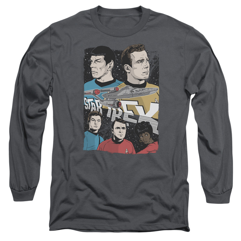 Star Trek Illustrated Crew Mens Long Sleeve Shirt Charcoal Officially Licensed Officially Licensed