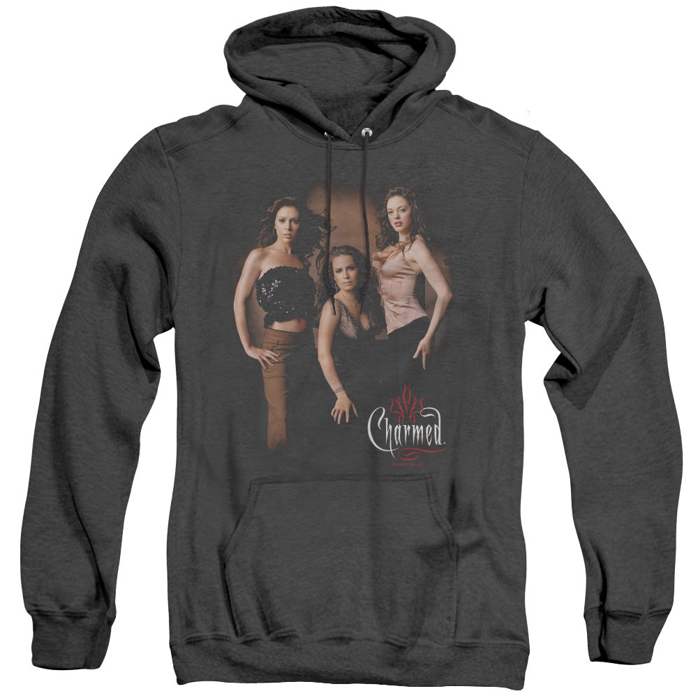 Charmed Three Hot Witches Mens Heather Hoodie Black Officially Licensed