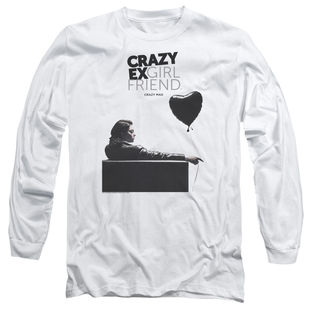 Crazy Ex Girlfriend Crazy Mad Mens Long Sleeve Shirt White Officially Licensed Officially Licensed