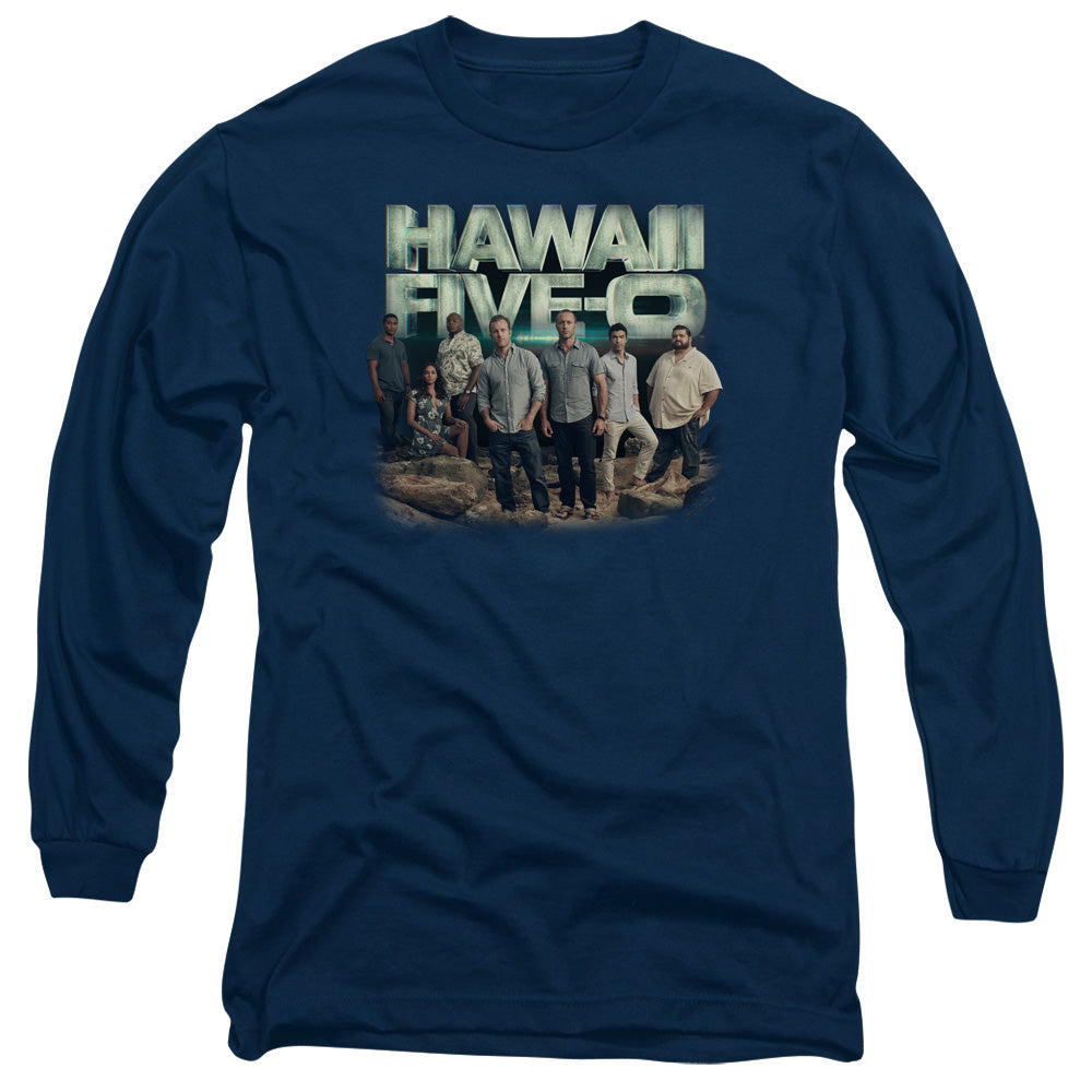 Hawaii 5 0 Cast Mens Long Sleeve Shirt Navy Officially Licensed Officially Licensed