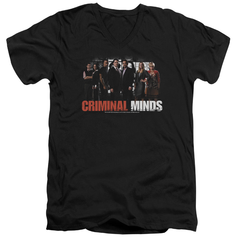 Criminal Minds the Brain Trust Mens Slim Fit V-Neck T Shirt Black Officially Licensed