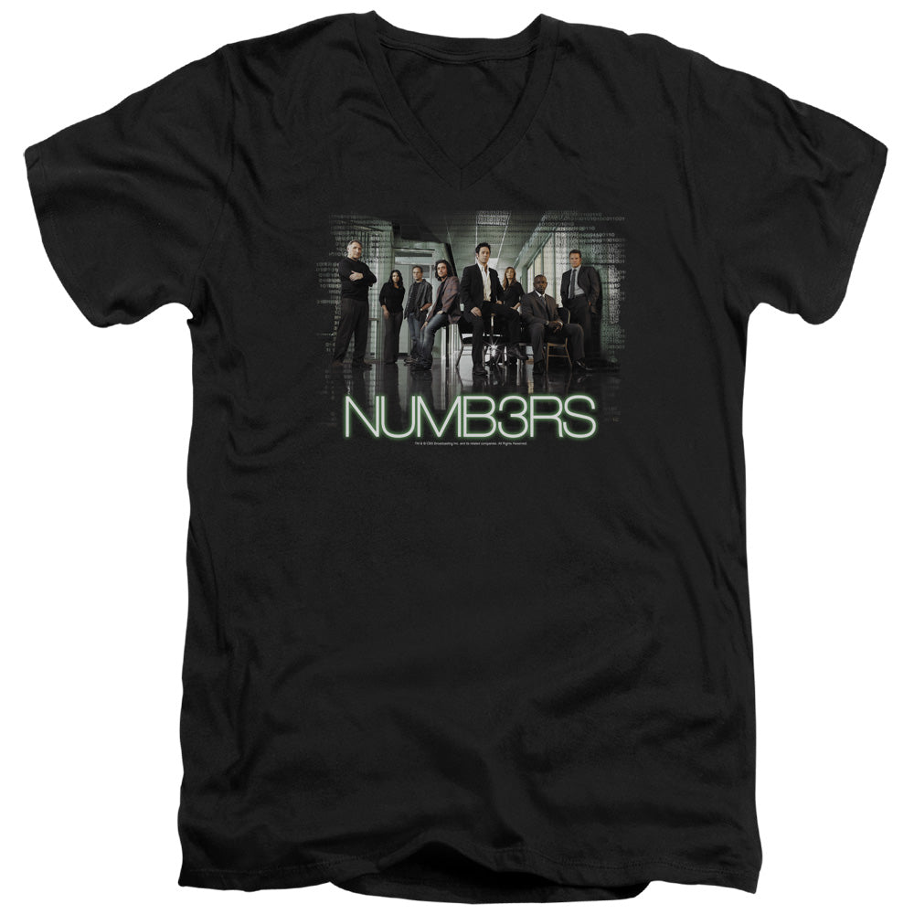 Numb3rs Numbers Cast Mens Slim Fit V-Neck T Shirt Black Officially Licensed