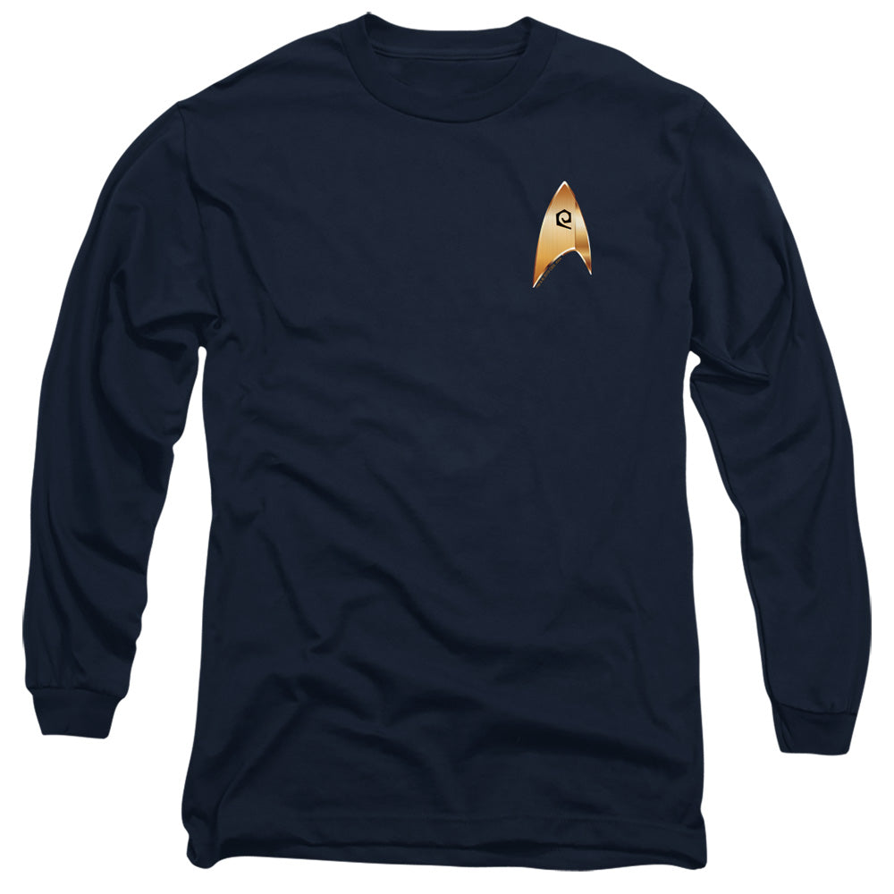 Star Trek Discovery Operations Badge Mens Long Sleeve Shirt Navy Officially Licensed Officially Licensed