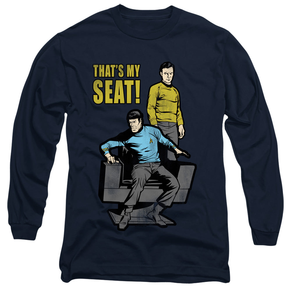 Star Trek My Seat Mens Long Sleeve Shirt Royal Officially Licensed