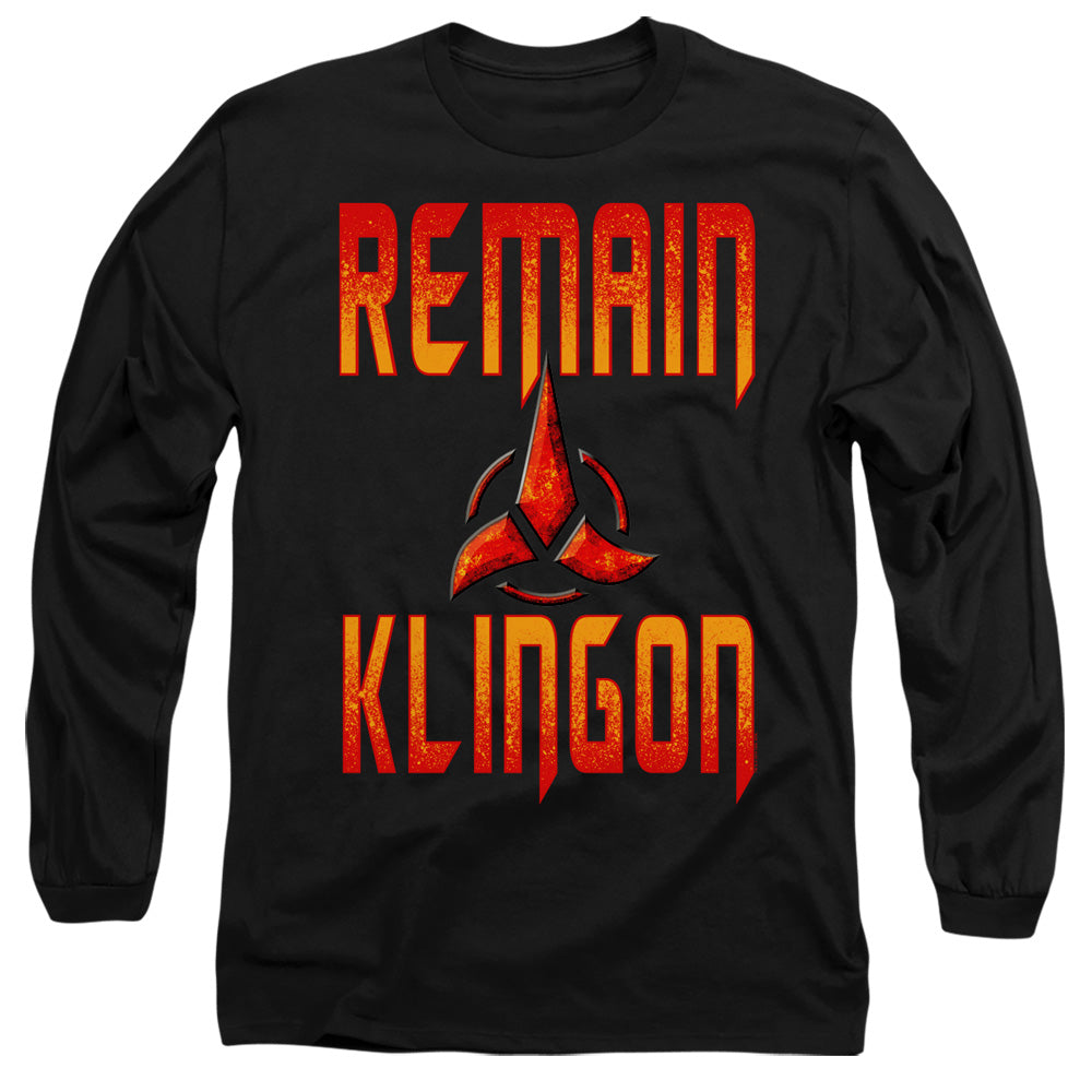 Star Trek Discovery Remain Klingon Mens Long Sleeve Shirt Black Officially Licensed Officially Licensed