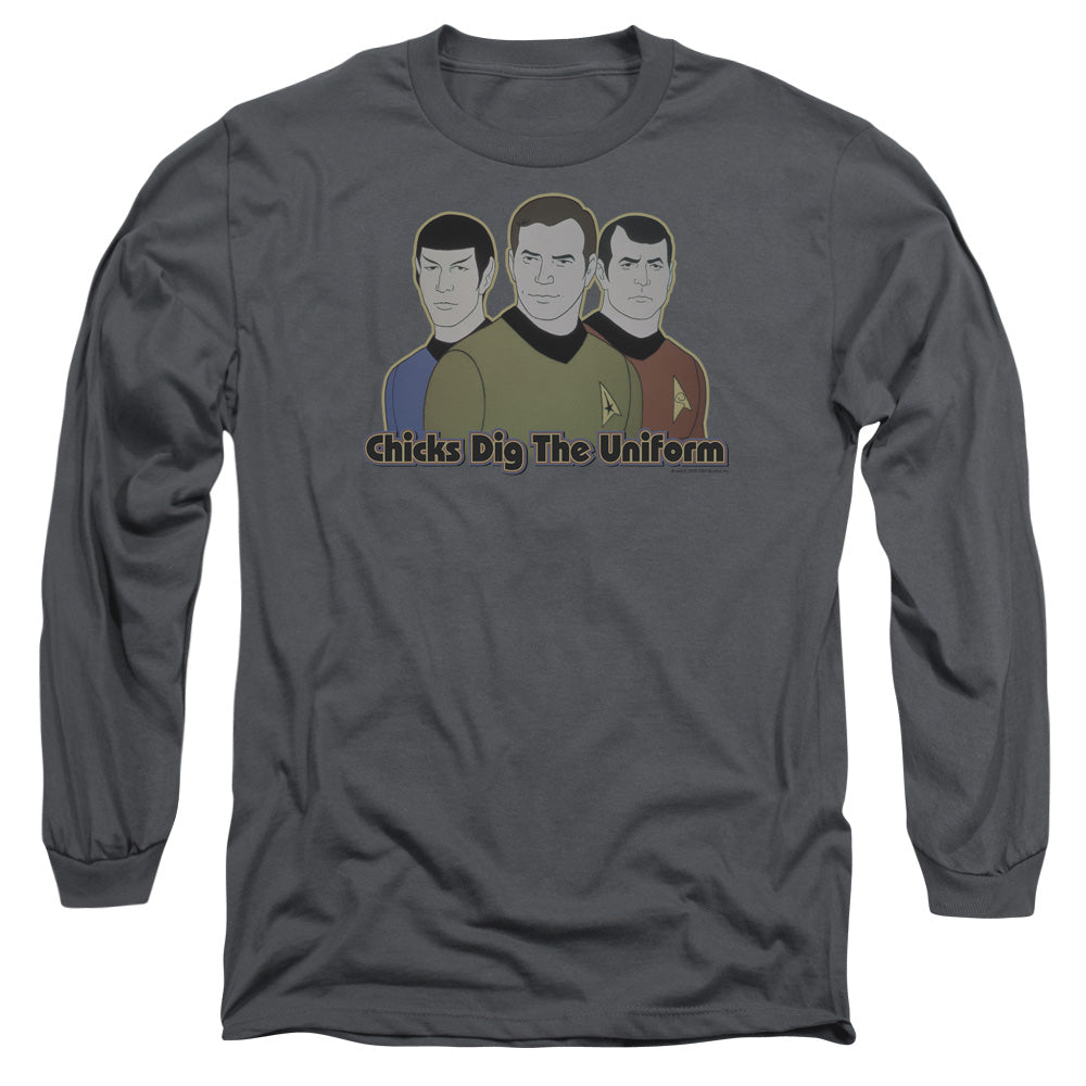 Star Trek Dig It Mens Long Sleeve Shirt Charcoal Officially Licensed Officially Licensed